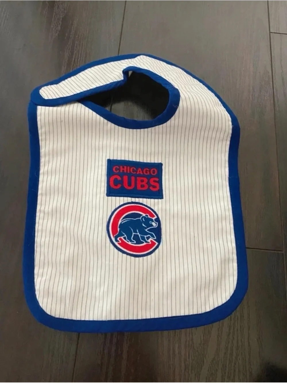 Baby Bib - White with Blue Trim